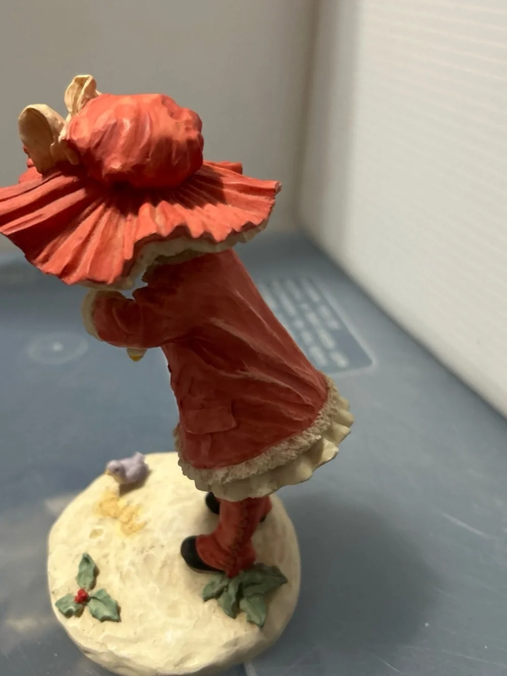 Hand-Painted Red and Cream Girl Figurine Home Accent
